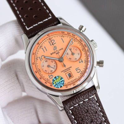 BLS Factory Breitling Premier B01 Chronograph 316L Steel 42mm Asia 7750 Movement Orange Dial Watch